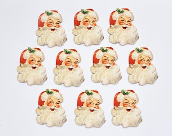 Matrice de découpe Père Noël en carton, Père Noël vintage, embellissement de cartes, scrapbooking, lot de 10