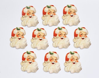 Santa Claus Cardboard Die, Vintage Santa, Card Embellishment, Scrapbooking, Set of 10