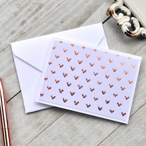 Rose Gold Heart Mini Cards, Advice Cards, Small Stationery, Enclosure Cards, Set of 4