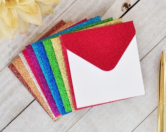 Glitter Mini Envelopes, Mini Envelopes, Colorful Mini Envelopes, Advice Cards, Set of 10