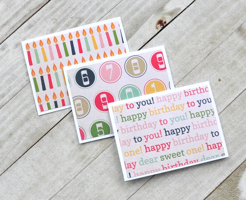 Assorted Birthday Mini Cards, Blank Birthday Cards, Favor Cards, Small Stationery, Enclosure Cards, Set of 6 image 3