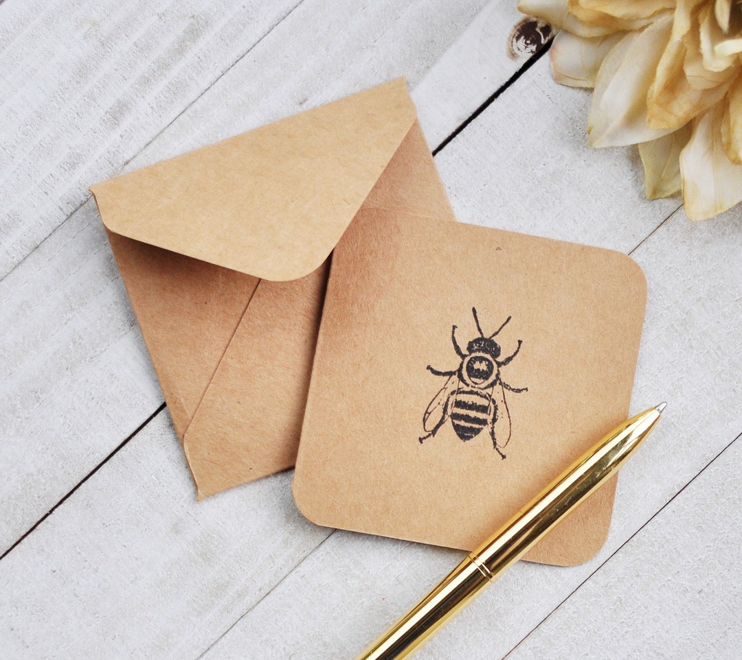 Stamped Bee Mini Cards, Blank Honey Bee Cards, Bee Keeper Cards ...