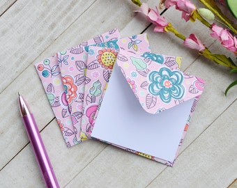 Floral Mini Envelopes, Blank Mini Cards, Enclosure Envelopes, Floral Envelopes, Set of 4