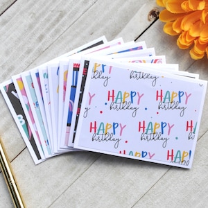 Assorted Birthday Mini Cards, Blank Birthday Cards, Favor Cards, Small Stationery, Enclosure Cards, Set of 10