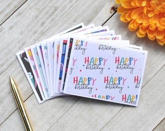Assorted Birthday Mini Cards, Blank Birthday Cards, Favor Cards, Small Stationery, Enclosure Cards, Set of 10