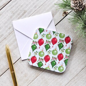 Ornament Christmas Mini Cards, Small Christmas Cards, Insert Cards, Blank Cards, Gift Cards, Set of 4, 3"x3"