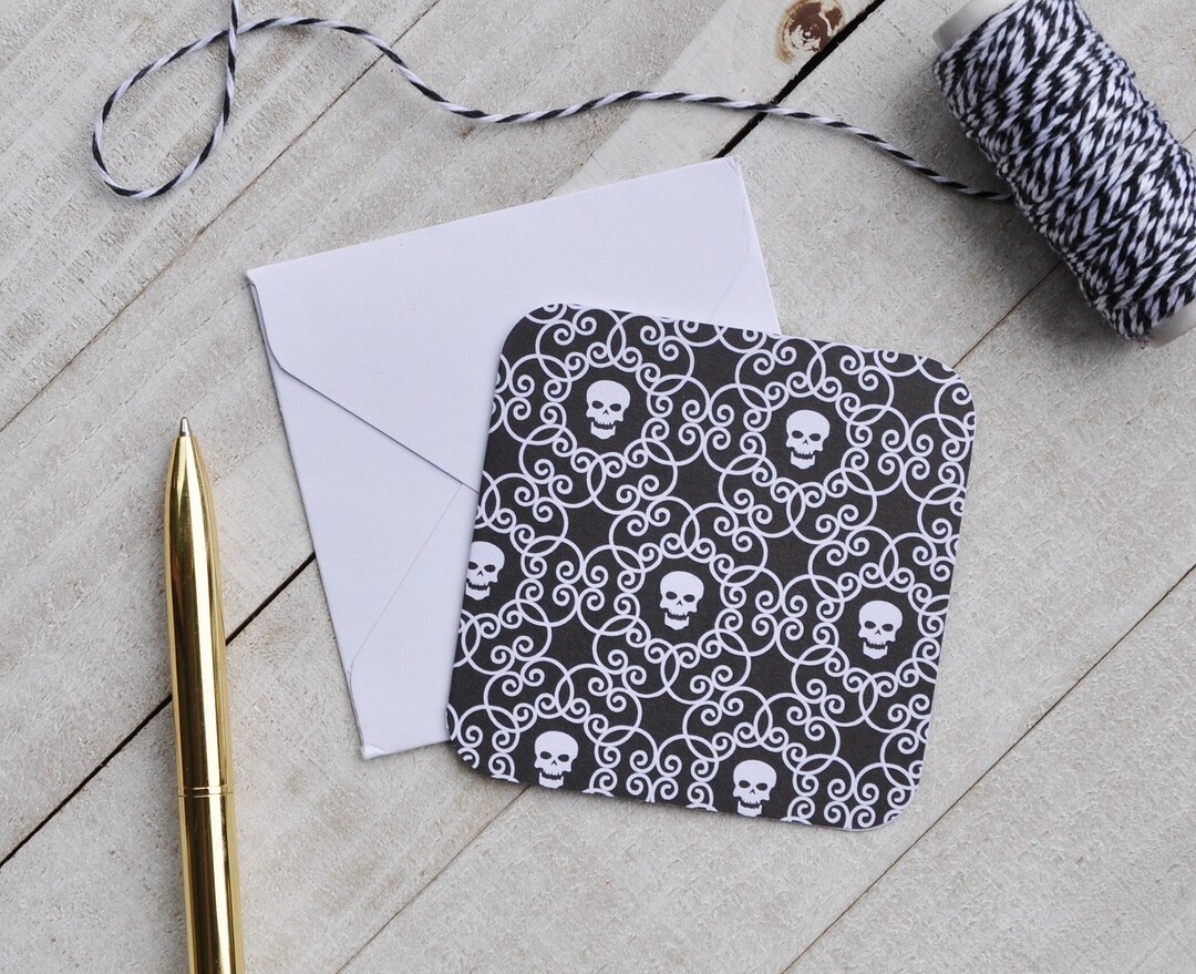 Small Skull Cards, Halloween Mini Cards, Small Halloween Cards ...
