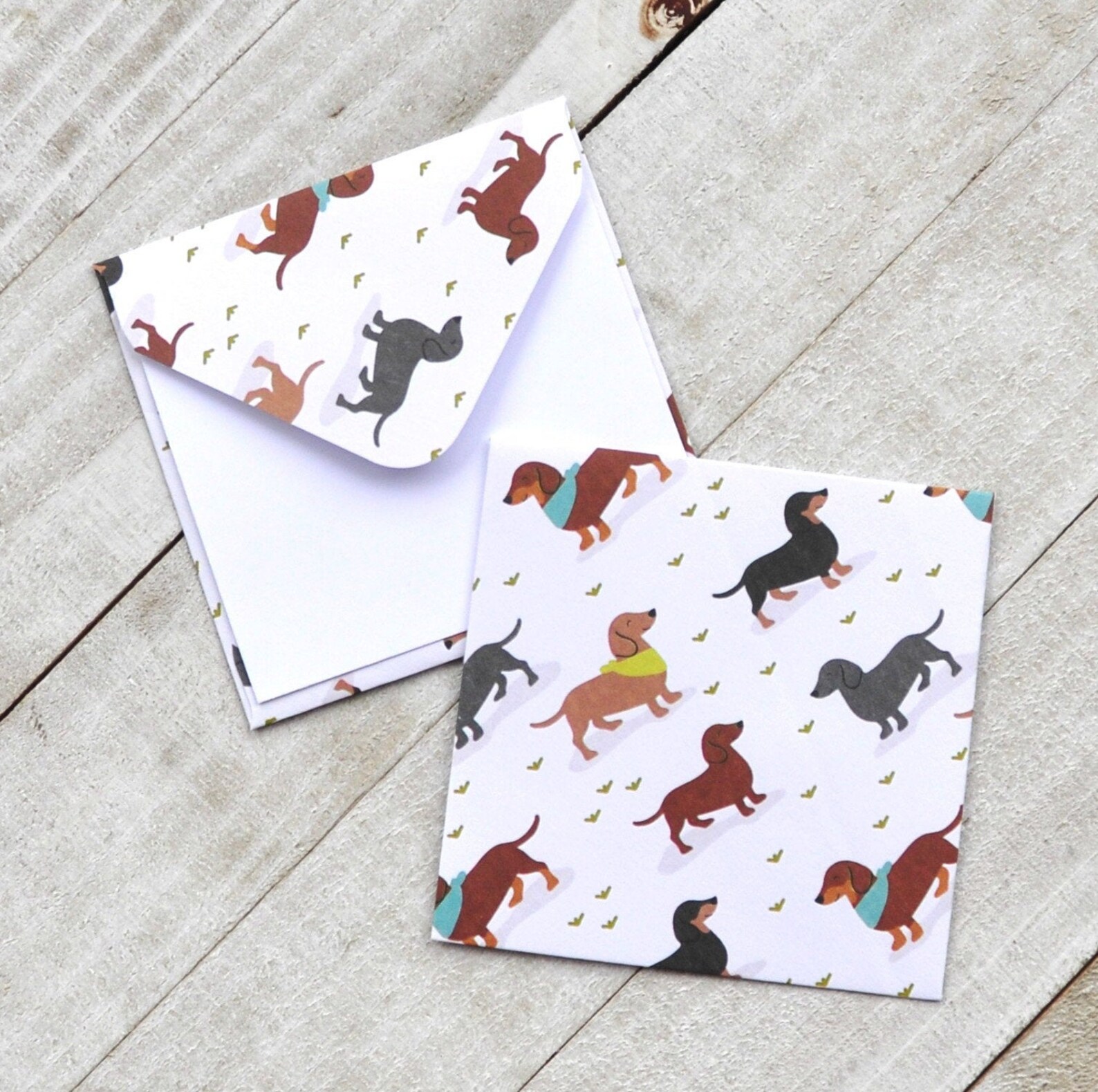 Dog Mini Envelopes Dachshund Note Card Dog Lover Gift Pet Etsy