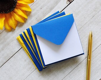 Blue and Yellow Mini Envelopes, Blank Mini Cards, Shower Advice Cards, Set of 10