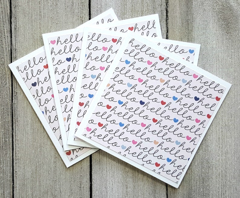 Hello Mini Cards Set of 4 Small Stationery Enclosure Cards