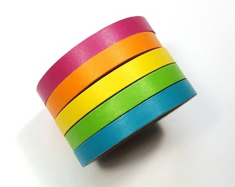 Bright Rainbow Washi Tape, Slim Planner Tape, Washi Paper Tape, Decorative Craft Tape, Scrapbook Embellishment