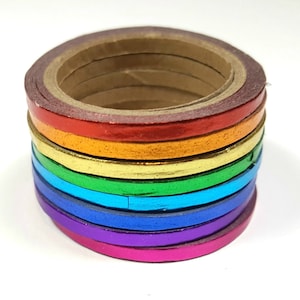Rainbow Foil Washi Tape, Slim Planner Tape, Washi Paper Tape, Decorative Craft Tape, Scrapbook Embellishment