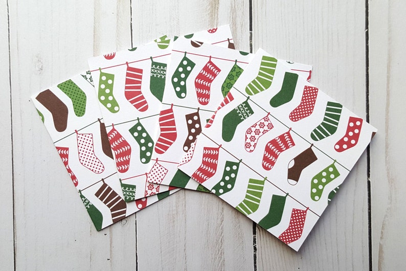 Christmas Mini Cards Stocking Cards Small Christmas Note Etsy