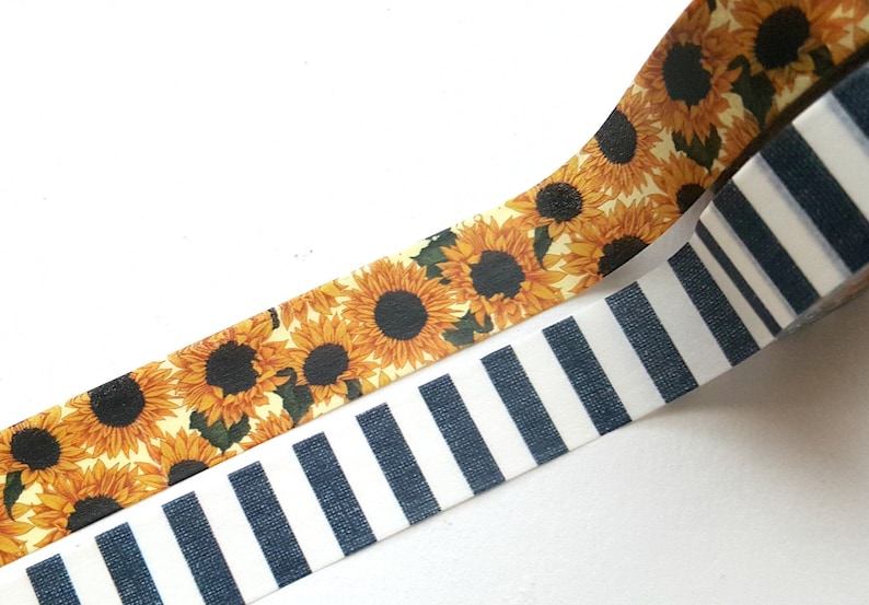 Sunflower Washi Tape Planner Washi Tape Striped Craft Tape Etsy