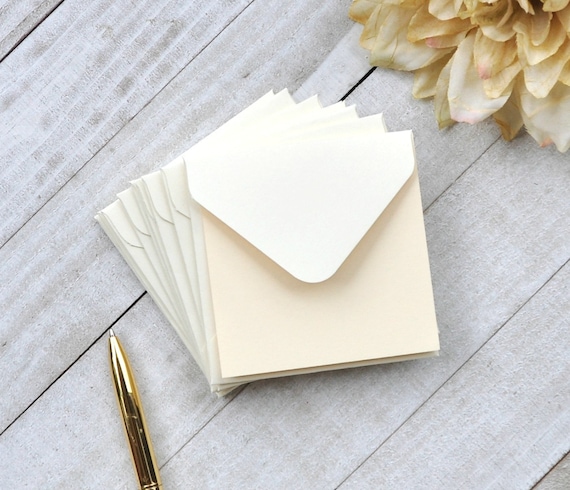 Ivory Mini Envelopes, Blank Mini Cards, Cream Envelopes, Bridal Shower Advice Cards, Set of 10