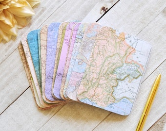 Travel Mini Note Cards, Map Mini Cards, Traveler Advice Cards, Enclosure Cards, Small Cards, Set of 4