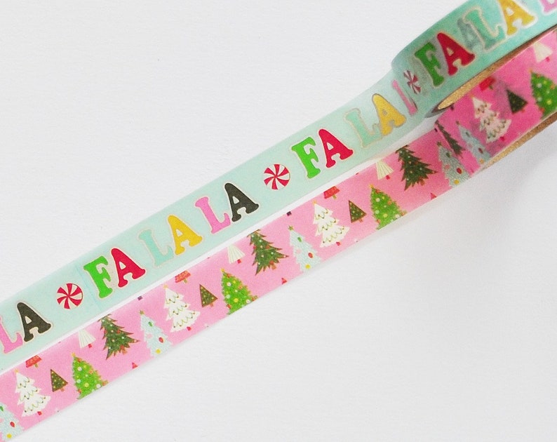 Christmas Washi Tape, Planner Stickers, Washi Paper Tape, Decorative Craft Tape, Scrapbook Embellishment, Gift Wrap Tape, Falalala Tape image 3