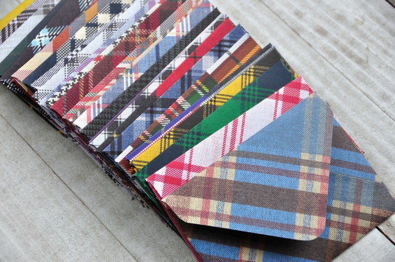 Blank Cards Small Stationery Assorted Plaid Mini Envelopes Plaid Note Cards Set of 28 Favor Cards Christmas Gift Enclosures