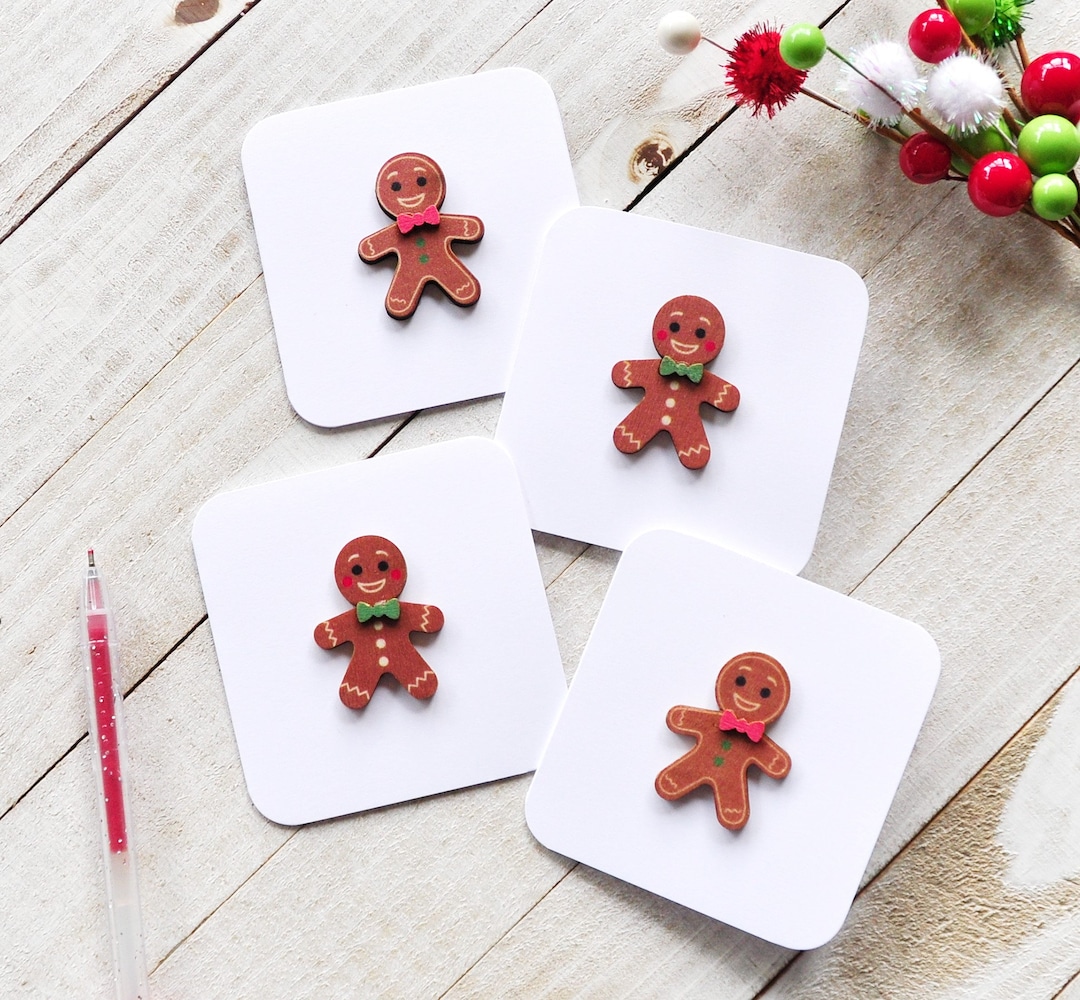 Small Christmas Gingerbread Cards, Assorted Christmas Cards, Mini ...