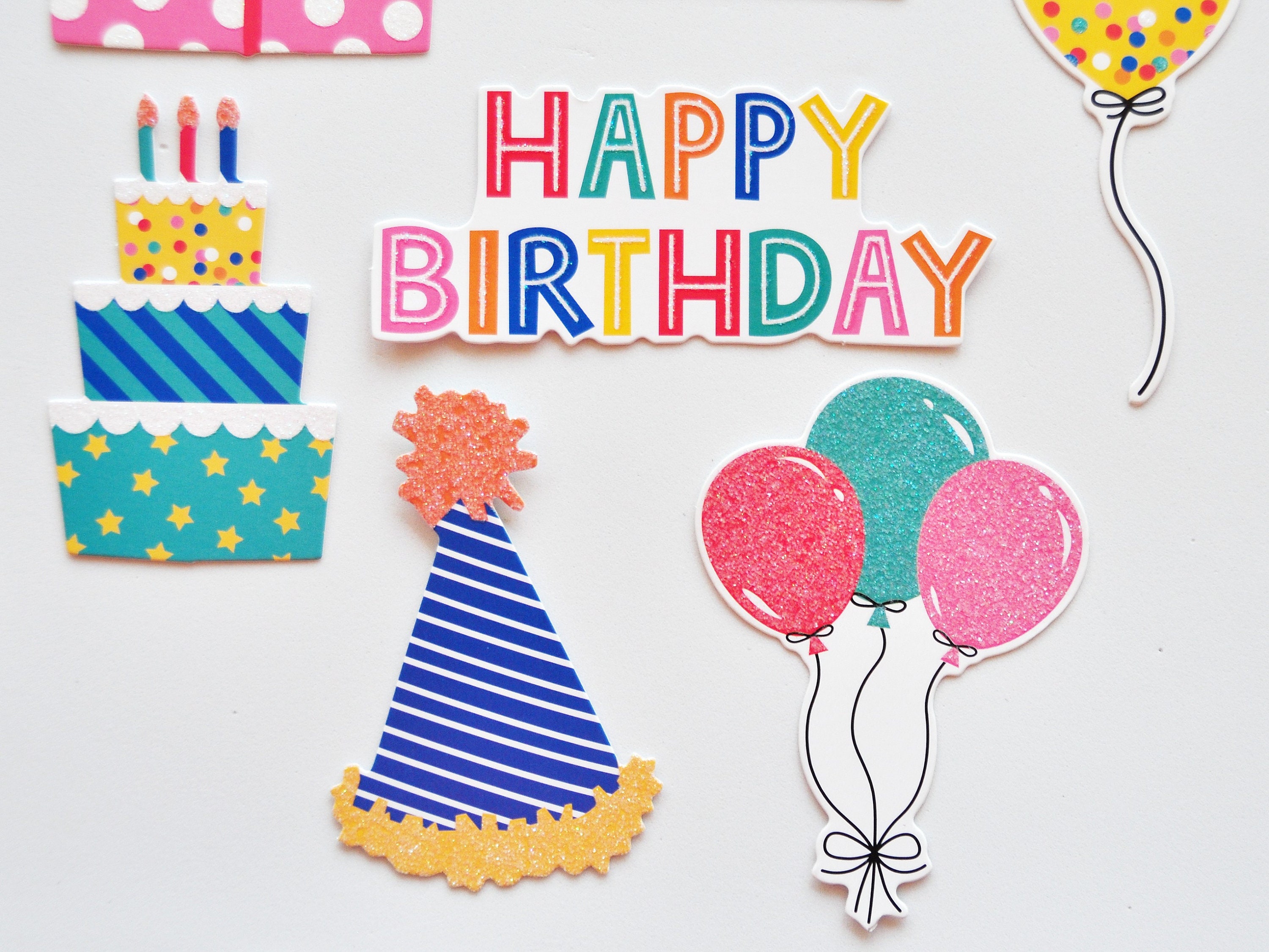 Birthday Die Cut Stickers, Scrapbook Stickers, Birthday Invitations ...