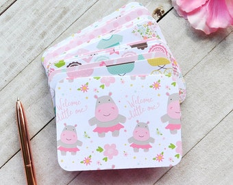 Cartes Pour petite fille, Cartes Mini Favor, Cartes de douche pour bébé, Cartes de petit billet, Cartes de conseils, Ensemble de 12