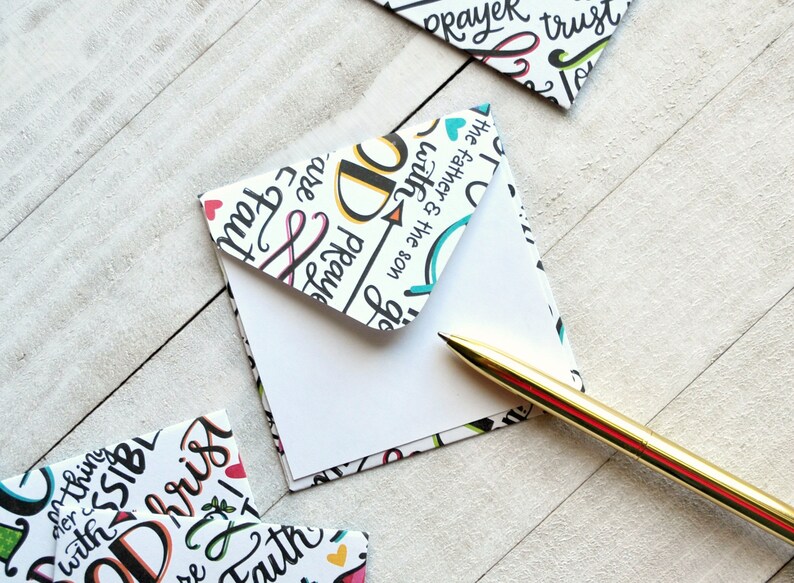 Christian Mini Envelopes, Christian Note Cards, Baptismal Note Cards, Enclosure Cards, Blank Cards, Christian Stationery, Set of 4 image 7