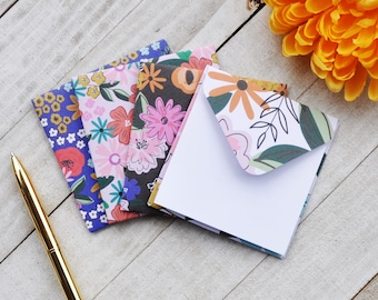 Assorted Floral Mini Envelopes, Blank Mini Cards, Small Advice Cards, Mothers Day, Set of 4