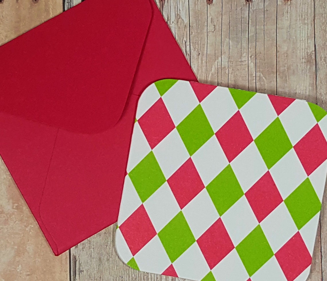 Red and Green Mini Cards Small Christmas Note Cards Etsy