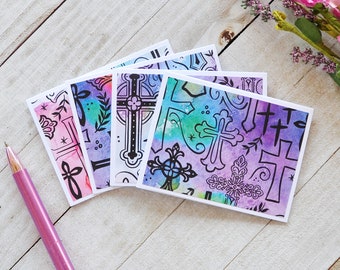 Petites cartes chrétiennes, cartes de notes chrétiennes, cartes de notes de baptême, cartes d’enceinte, cartes vierges, papeterie chrétienne, ensemble de 4