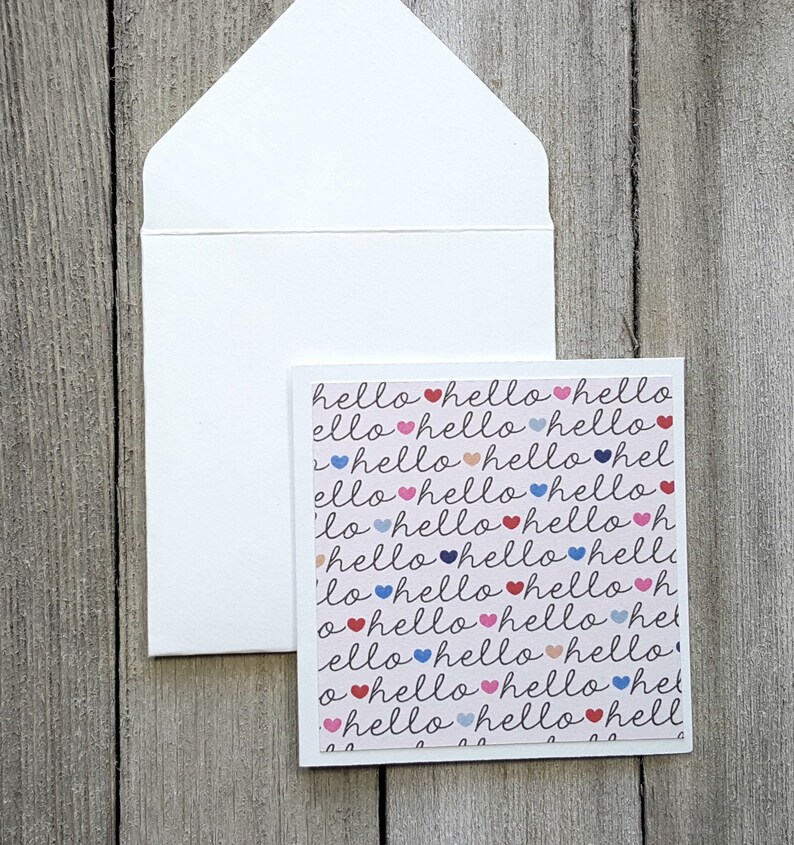 Hello Mini Cards Set of 4 Small Stationery Enclosure Cards