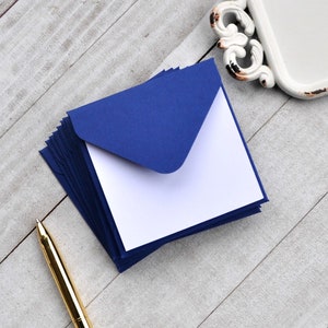 Navy Blue Mini Envelopes, Blank Mini Cards, Bridal Shower Advice Cards, Set of 10