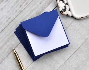 Navy Blue Mini Envelopes, Blank Mini Cards, Bridal Shower Advice Cards, Set of 10