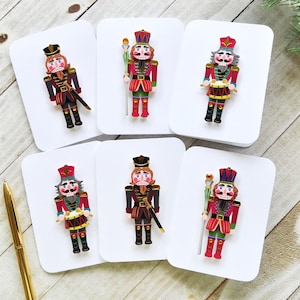 Small Nutcracker Christmas Cards, Mini Enclosure Cards, Small Holiday Cards, Gift Cards, Set of 6