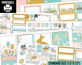 PRINTABLE | Spring Bunny - Standard Size (Erin Condren) Planner Sticker Kit - Cricut & Silhouette Ready