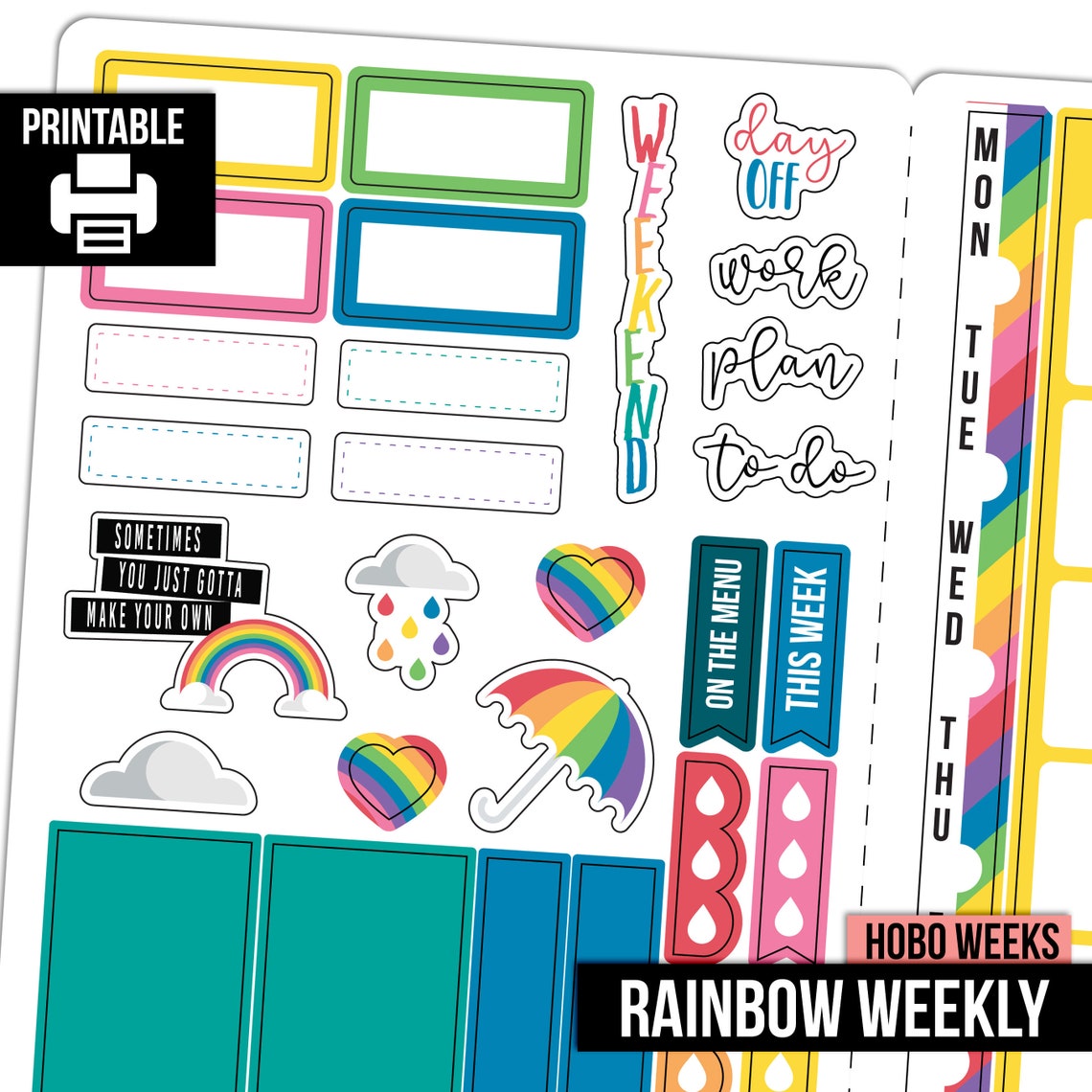 PRINTABLE | Rainbow - Hobonichi Weeks Weekly Planner Sticker Kit - Etsy