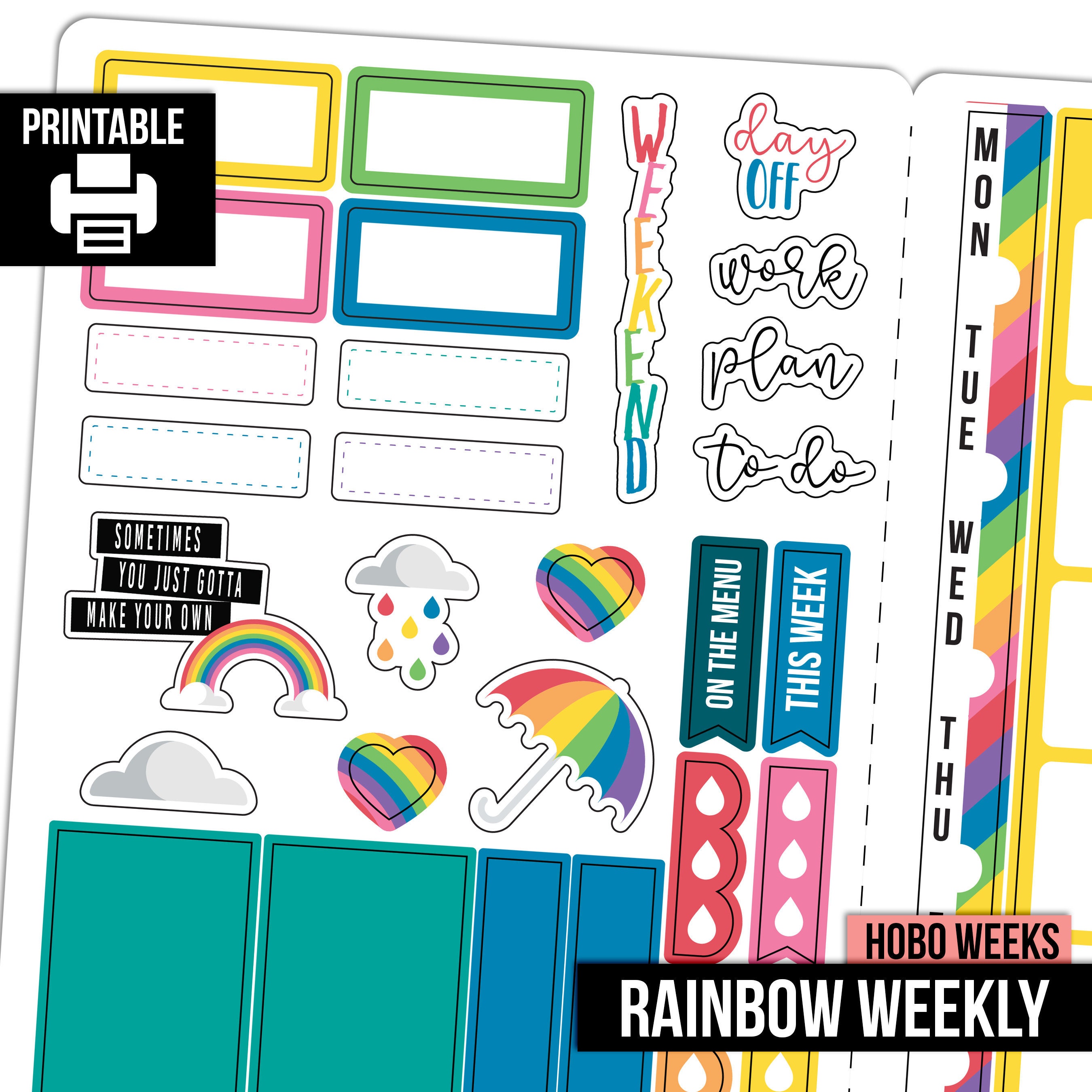 PRINTABLE | Rainbow - Hobonichi Weeks Weekly Planner Sticker Kit - Etsy