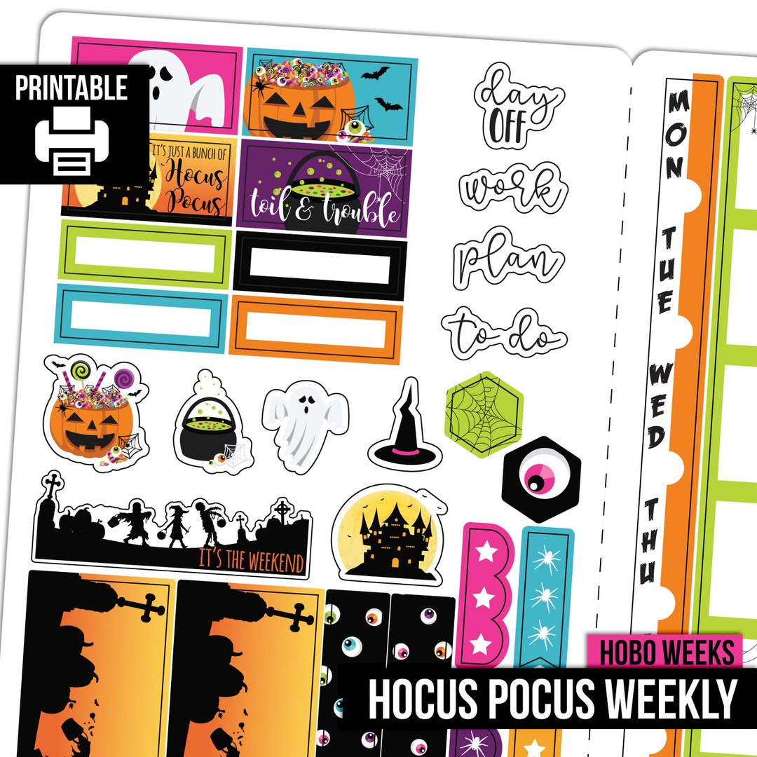 PRINTABLE Hocus Pocus Hobonichi Weeks Weekly Planner Sticker Kit - Etsy