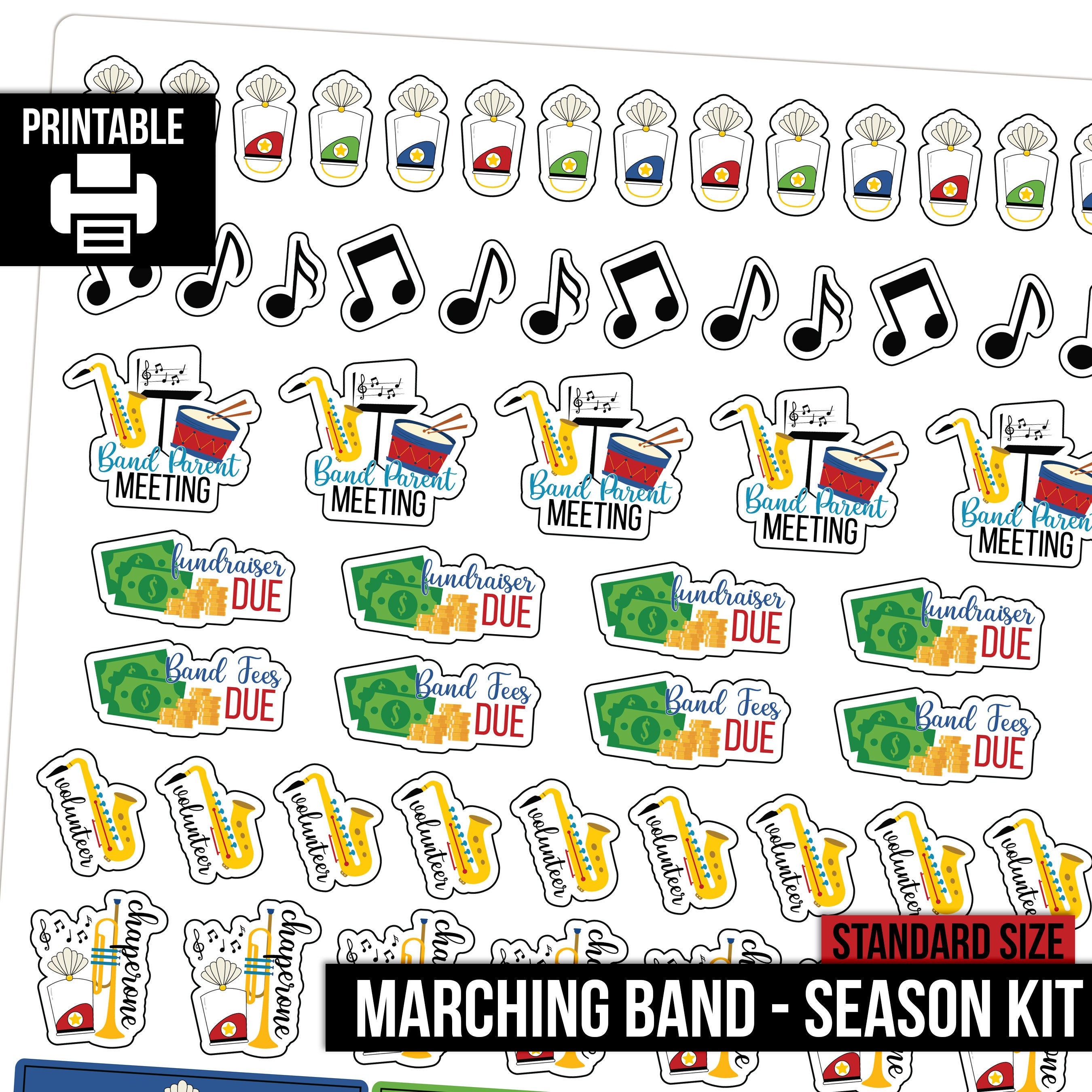 PRINTABLE | Marching Band - Standard Size (erin Condren) Planner Sticker Kit - Cricut ...