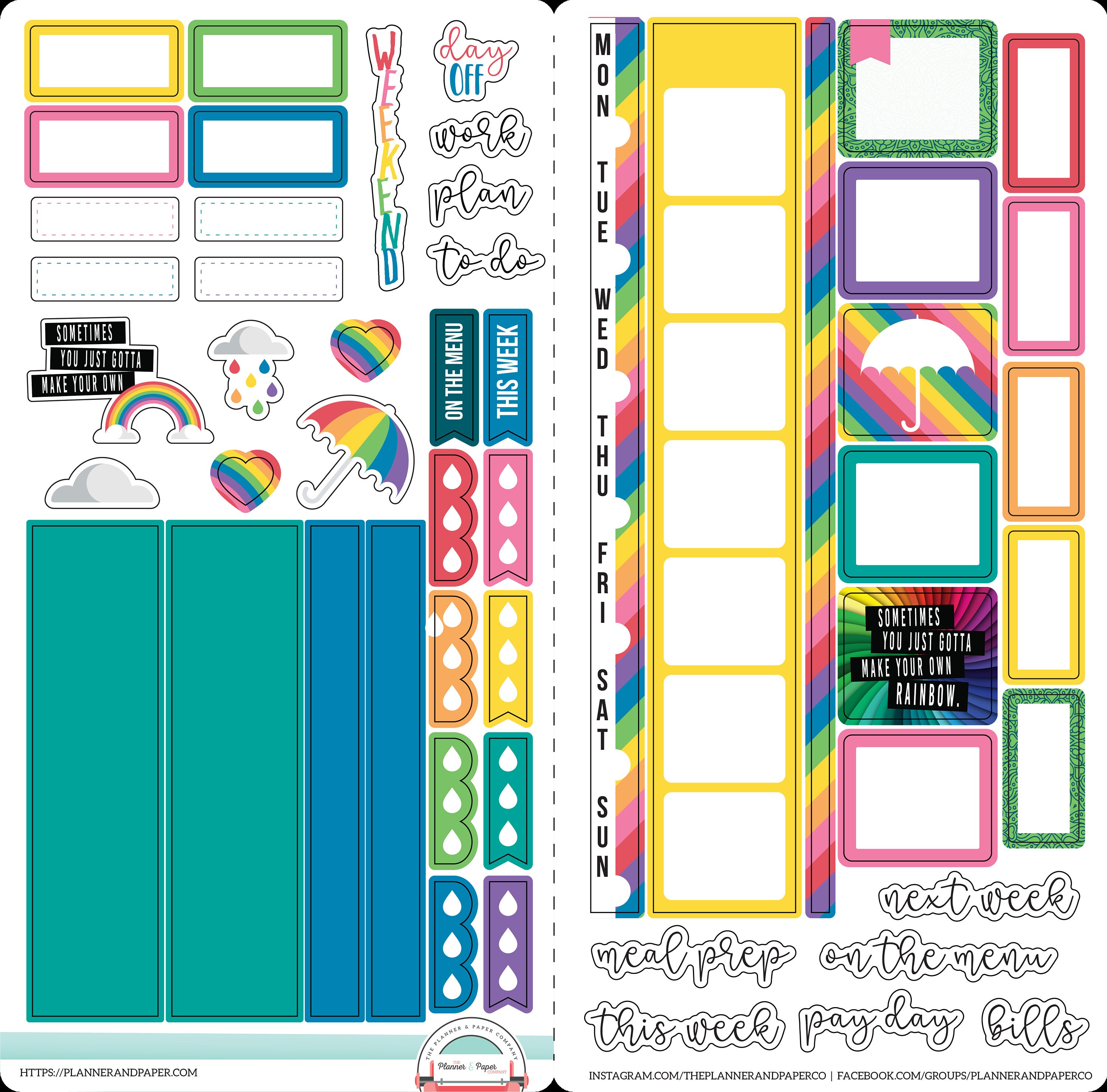PRINTABLE | Rainbow - Hobonichi Weeks Weekly Planner Sticker Kit - Etsy