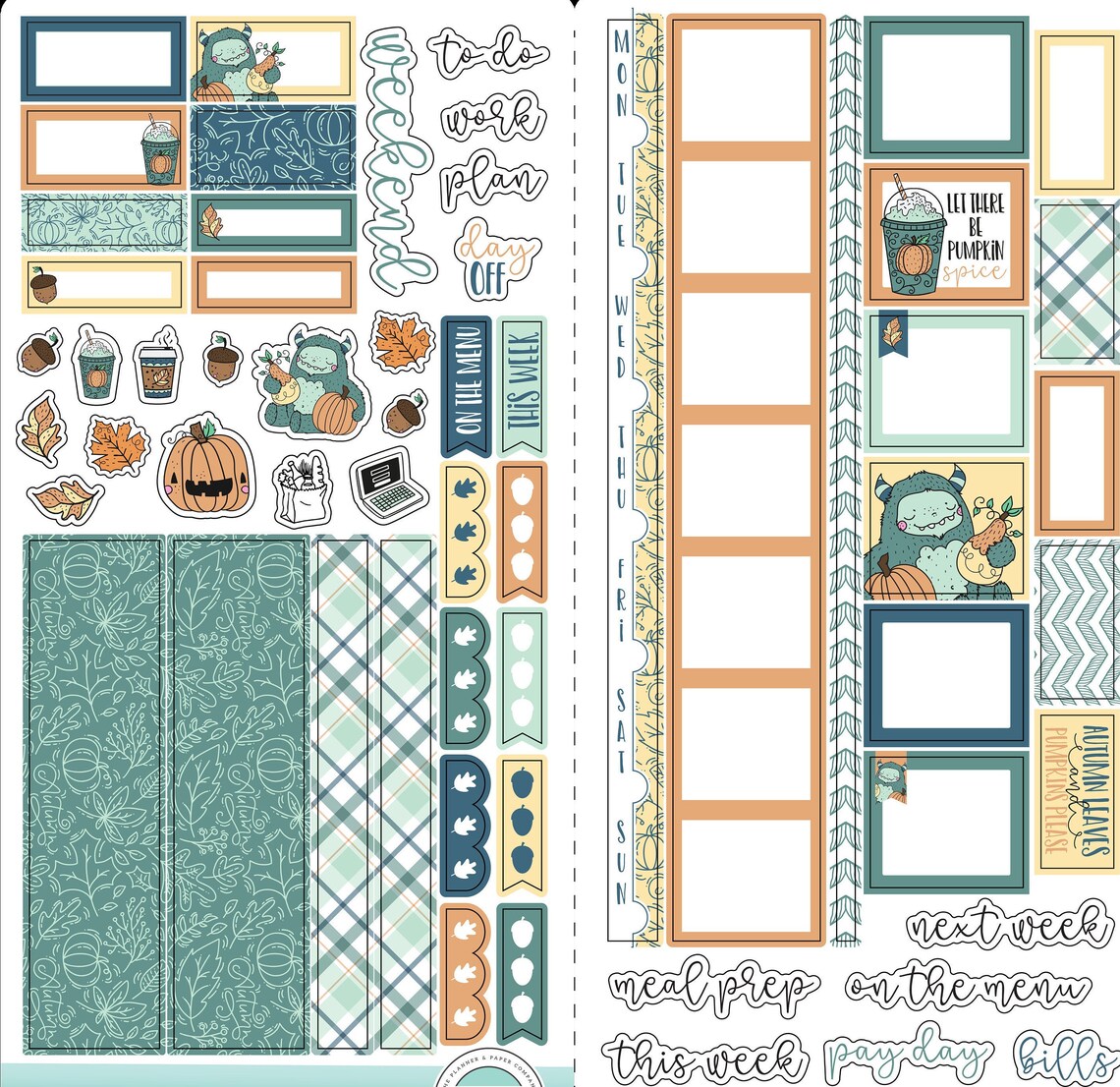 PRINTABLE Monster Fall Hobonichi Weeks Weekly Sticker Kit | Etsy