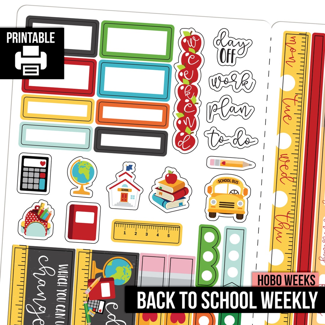 PRINTABLE | Back to School - Hobonichi Weeks Weekly Planner Sticker Kit ...