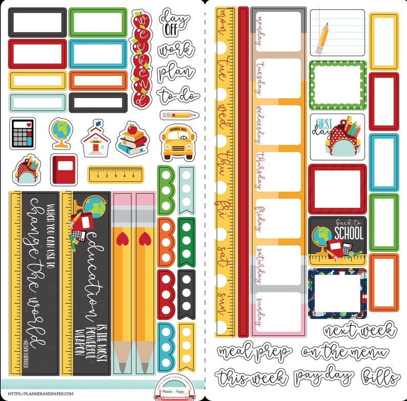 PRINTABLE Back to School Hobonichi Weeks Weekly Planner Sticker Kit - Etsy