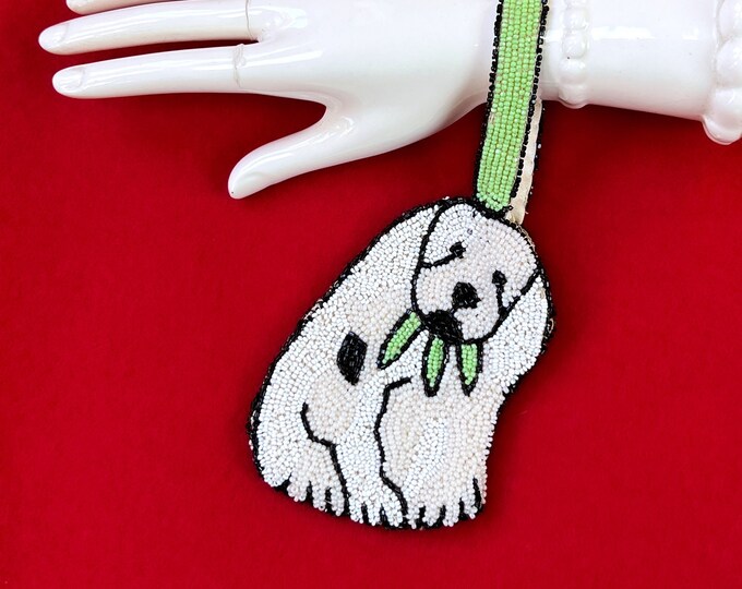 Vintage 1920s Purse // Fully Beaded DOG Novelty 20s Handbag // Small