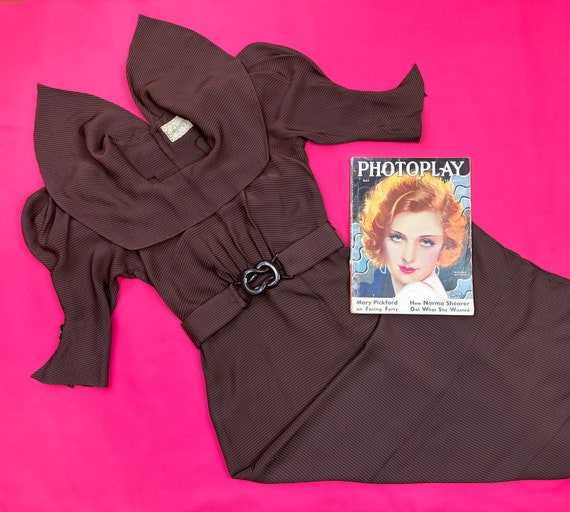 vintage 1930s dress // designer EISENBERG brown +… - image 2