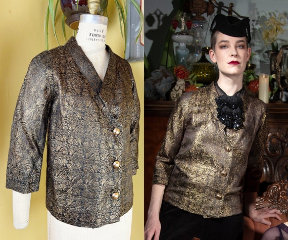 vintage 1920s jacket // BIRD novelty pattern gold… - image 1
