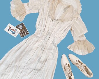1910s Antique Dress Sheer Lace Cotton XS - Etsy