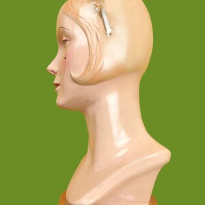 vintage 1920s bridal crown // tall face-framing halo pearly wax flower 20s wedding headdress image 8