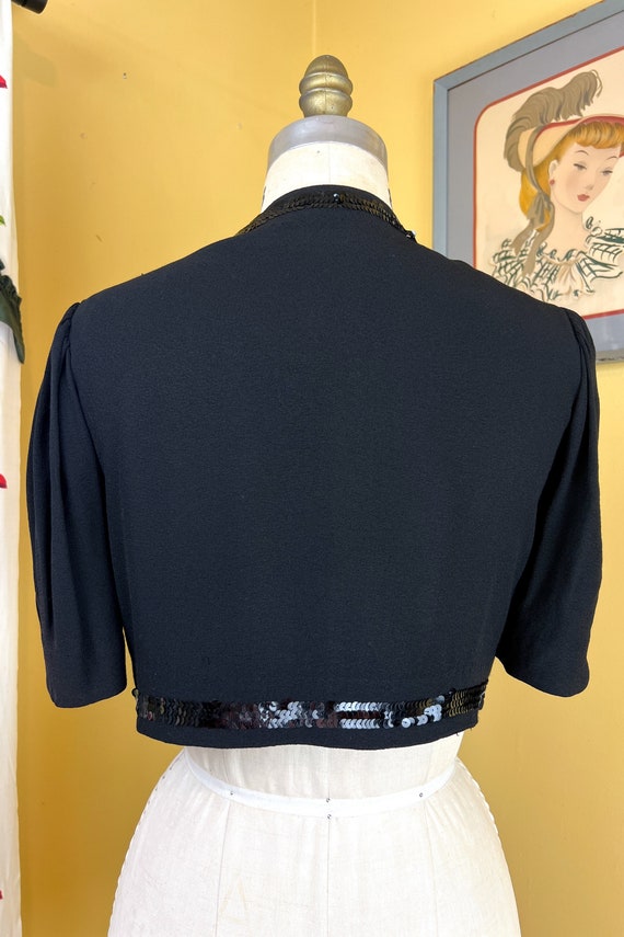 vintage 1940s jacket // black rayon crepe + gelat… - image 4