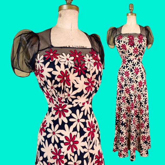 red black and cream dress Shivani-Dress,Calf Length,Hand Block Printed,Bohemian,Floral,Black,Cream,Blue,Red,Casual,Occasional,Handmade,Ethical Fashion,Panelled