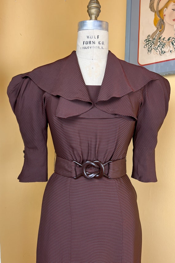 vintage 1930s dress // designer EISENBERG brown +… - image 4